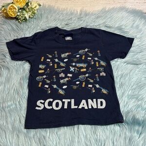 Scotland Kids Cotton Navy Blue Graphic T-Shirt sz 3-4